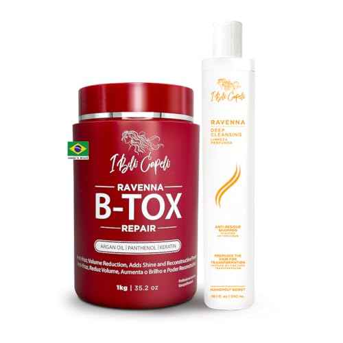I Belli Capelli Ravenna Hair Treatment Kit- 1kg/35.02 oz B-tox Hair Mask + 300ml/10.1 fl.oz Anti-Residue Shampoo- Repair & Clarifying Shampoo for Longer Effect