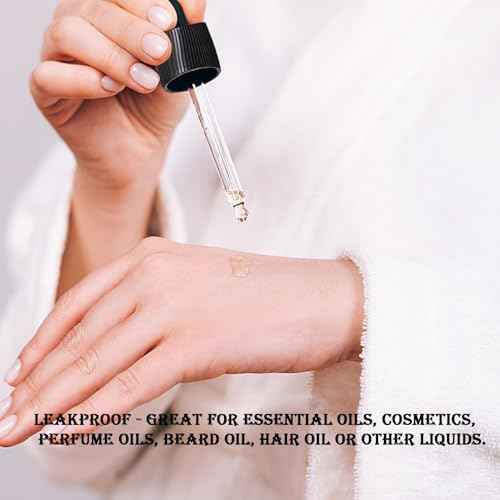 2 pcs Set 1OZ Transparent/Black Skull Glass Dropper Bottle Leakproof Essential Oils Bottle for Storage and Travel (Transparent, 1 OZ)