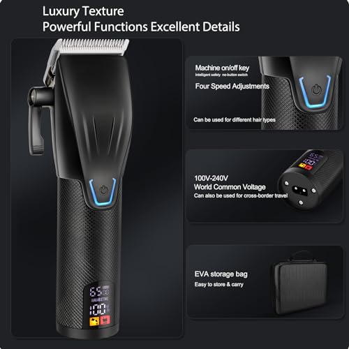 Professional Hair Clippers and Trimmer Set, Electric Razor Foil Shavers, Cordless Clippers for Hair Cutting, LCD Display/Travel Case, Gifts