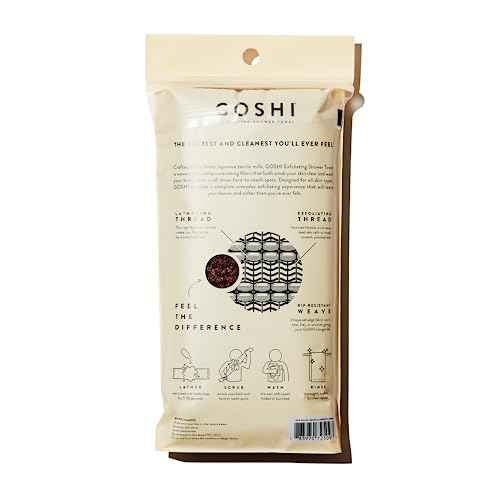 GOSHI Exfoliating Shower Towel - Rip-Resistant Exfoliating Washcloth for All Skin Types - Brick Red - Made in Japan