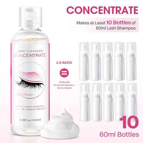 Lash Shampoo Concentrate | 100ml Oil-Free Foaming Cleanser for Gentle, Deep Lash Cleansing