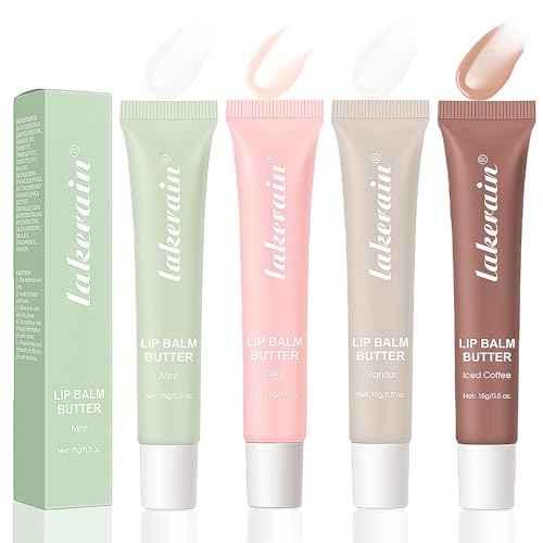 4 PCS Lip Glossy Butter Balm Set, Tinted Lip Balm Instant Moisture and Hydration Lip Gloss, Long Lasting Hydrating Glow Reviver Lip Care Oil, Christmas Makeup Gift for Women