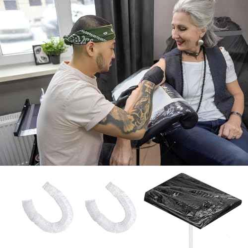 50 Pcs Disposable Tattoo Arm Rest Covers,Tattoo Table Covers Salon Tray Covers Elastic Tattoo Tray Cover Plastic Machine Cover Tattoo Equipment for Most Tattoo Machine Trays