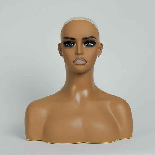 JINGFA Half Body Mannequin Head with Shoulders with Support Hole Realistic Display and Styling for Wigs, Jewelry, Clothing Displaying