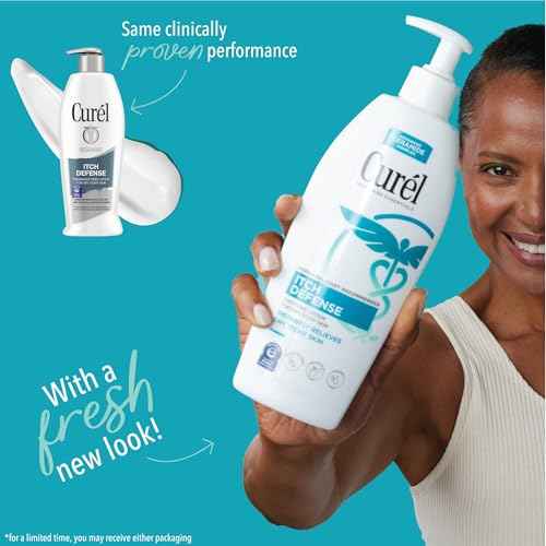 Curel Itch Defense Lotion for Sensitive and Dry Skin, Hand and Body Lotion that Helps Prevent Flare-Ups, Soothes Itchy Skin, Ceramide Moisturizer, Body Care, 20 Oz