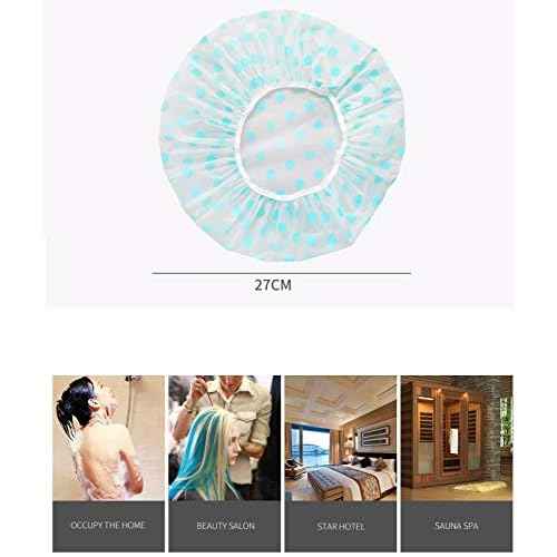 TCOTBE 6 Pieces Waterproof EVA Plastic Shower Cap,Elastic Reusable Bathing Cap,Beauty Salon Spa Lace Elastic Band Flower Printed Hat Environmental Protection Hair Bath Caps