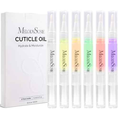 MelodySusie 6Pcs Cuticle Oil Pen Set,Nail Moisturizing Cuticle Oil Enriched with Vitamin E,Softens and Repairs Cuticles,Nail Strengthener,Protects Damaged Skin,Thin Nails,for Home and Salon Use