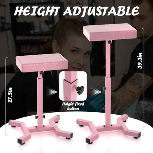 Tattoo Armrest Stand Stability Strongly Height Adjustable Portable,Professional Tattoo Armrest Tattoo Equipment for Studio,Tattoo Arm Rest for Artist (Pink)