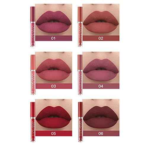 6Pcs Matte Liquid Lipstick Makeup Set, Matte liquid Long-Lasting Wear Non-Stick Cup Not Fade Waterproof Lip Gloss (Set A)