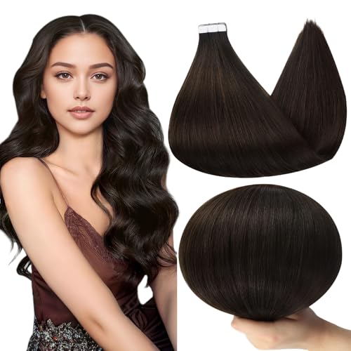 Full Shine Tape in Human Hair Extensions 100G 22Inch Color 2 Brown Tape in Hair Extensions Double Sided Tape in Extensions Invisible Tape ins Human Hair Extensions 40Pcs Straight