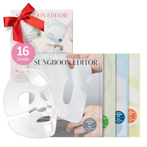 SUNGBOON EDITOR Deep Collagen STARTER KIT, Real Collagen 2,160,000ppb | Glass Skin, Elasticity, Moisturizing, Calming, Uneven Skin, Overnight Face Mask,TikTok trend items, Korean Skin Care, 37gx16ea