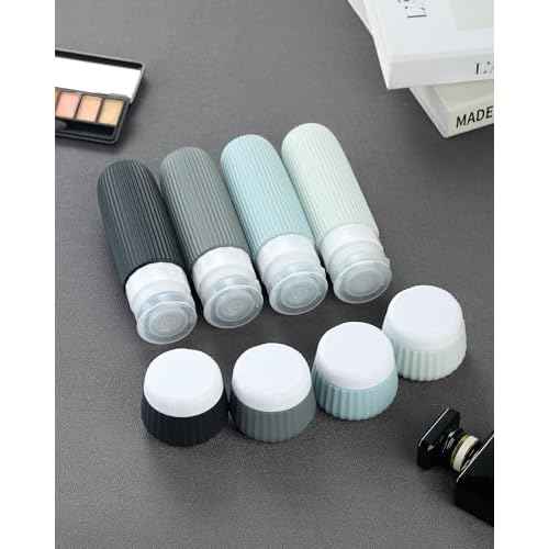 Travel Bottles - 8 Pack, TSA Approved Travel Size Toiletries, Leak Proof Silicone Squeezable Containers in Clear Bag