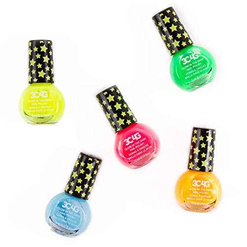 3C4G Glow in The Dark Nail Polish Set for Girls & Teens - 5 Vibrant, Non-Toxic, Fun & Safe Nail Polish Kit for Kids Ages 8+ - Perfect for Sleepovers, Parties, & Gifts by Make It Real