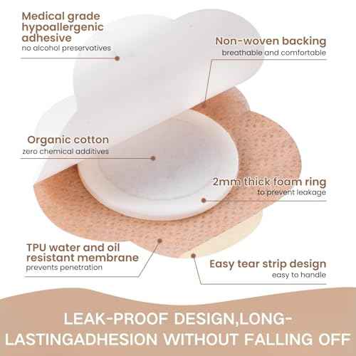 50 PCS Castor Oil Patches, Castor Oil Belly Button Patch, Disposable Organic Cotton Self-Adhesive Pads, Anti Leakage Design, Breathable & Portable, No Wash (Flowers, Beige)