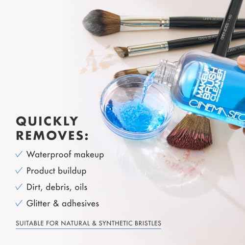 Cinema Secrets Original Blue Vanilla Makeup Brush Cleaner Spray - Professional Cleanser for Makeup Brushes - Quick-Drying, Rinse-Free Formula - Removes Stubborn Waterproof Make Up