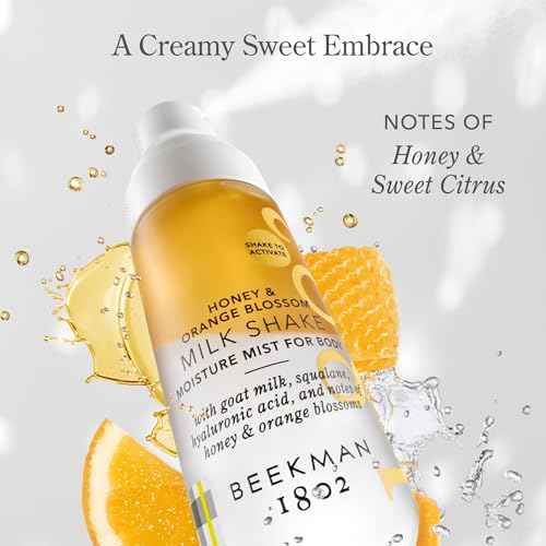 Beekman 1802 Milk Shake Body Mist - Honey & Orange Blossom 2 fl oz - Hyaluronic Acid, Jojoba Oil, Instantly Moisturizes, Hydrates & Softens, Good for Sensitive Skin, Cruelty Free