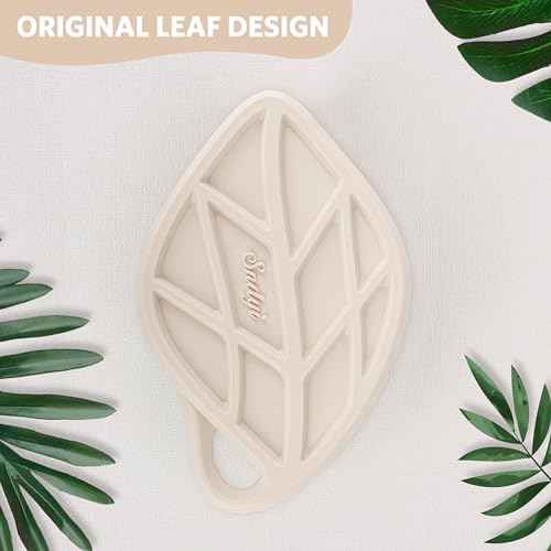 Sndyi Silicone Body Scrubber, Gentle Exfoliating Body Scrubber for Sensitive Skin, Leaf Shaped Shower Scrubber for Body with Lathering Bristles, Silicone Loofah Body Brush for Showering, Oatmeal