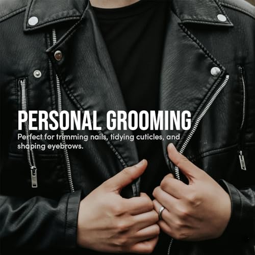 JACK THE BARBER 7 Piece Men's Grooming Kit Stainless Steel, Nail Clippers, Scissors, Nail Cleaner, Nail File Tweezer, and Other Accessories, Best Care Tools for Man.