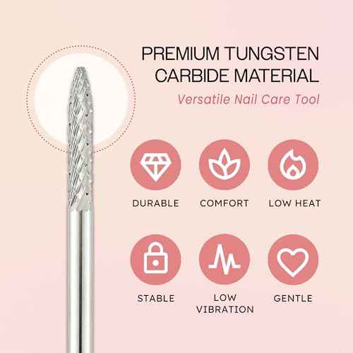 Pana 3/32" Under Nail Cleaner Safety Nail Carbide Bit - For Electric Dremel Drill Machine (Fine, Silver)