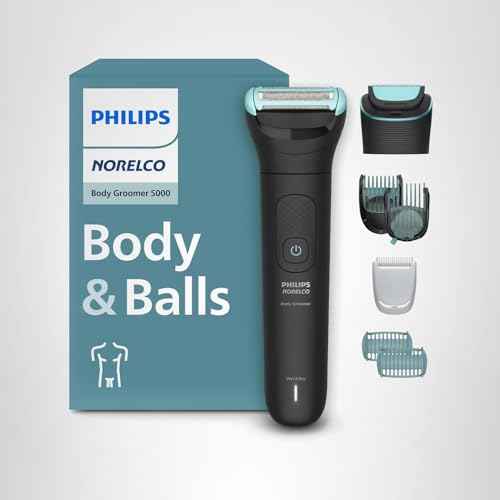 Philips Norelco Body Groomer 5000 Series, Intimate Hair Trimmer & Shaver for Men with Dual 100% Showerproof Full Body Shave & Trim Heads and Two Bi-Directional Body Hair Combs, BG5495/50