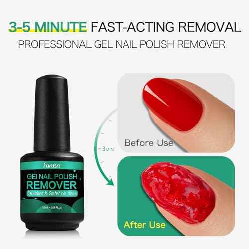 Gel Nail Polish Remover with Tools, 15ml (0.5 fl oz) - Acetone-Free, Quick Removal in 2-5 min, No Foil Soaking Needed, Safe for Natural Nails£¬Home DIY Use