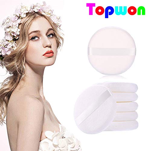 Topwon 5'' Powder Puff for Body Baby - Extra Large Jumbo Size, Use for Dusting Powder or Blending & Setting Makeup Foundation (4 Pieces)