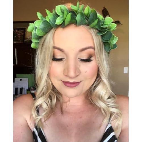 Floral Fall Christmas Flower Crown Vintage Nature Berries Festival Woodland Wedding Headband HD-02 (Green Leaf)