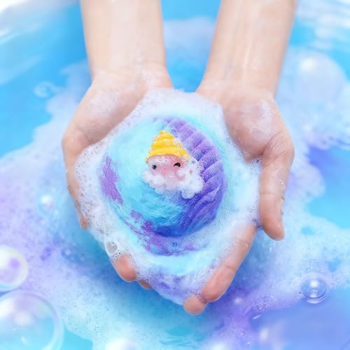 Ocean Bath Bombs for Kids with Toys Inside, 12 Pack Kids Shell Bath Bombs with Surprise Sea Animal Toys for Boys Girls Handmade Bubble Bath Fizzies Birthday Christmas Gift Set