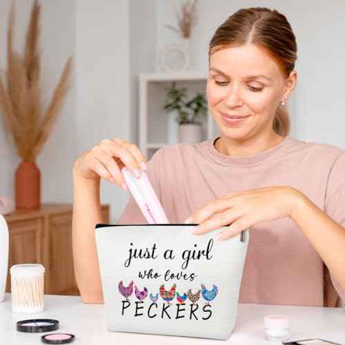Peckers Makeup Bag, Cosmetic Bag for Purse, Animal Lovers Gifts for Women, Besties, Daughter, Best Friends, Just A Girl Who Loves Peckers