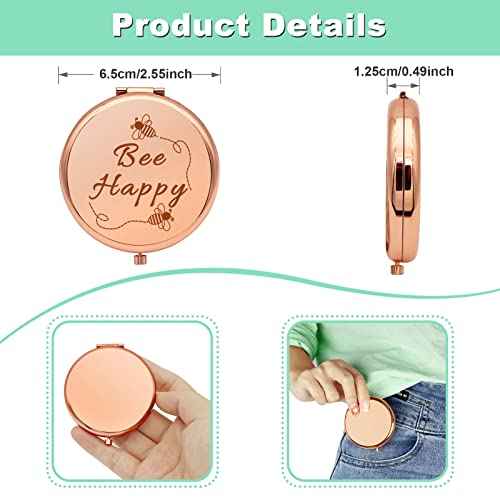 Bee Gift for Women Honey Bee Lover Gifts for Girls Inspirational Gifts Compact Makeup Mirror for Friends Bestie Sister Bee Kind Gifts Travel Makeup Mirror for Beekeeper