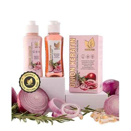 NATURAL SANT - Onion Keratin DuoBox 120ml ? Deep Repair & Smoothing for Dry, Damaged Hair, Frizz Control & Heat Protection with Biotin & Rosemary
