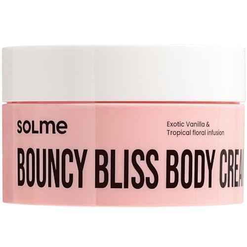 SOLME Bouncy Bliss Body Cream | Skin Tightening Body Butter with Coconut & Jojoba Oil, Collagen & Avocado Extract | Glowing Skin | Peach Vanilla Scent | K-Beauty, 6.76 fl. oz.