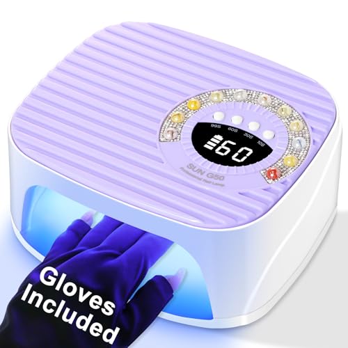 LIMEGIRL UV LED Nail Lamp Kit for Gel Polish Professional Fast Curing Purple Dryer Light Set with 45PCS Lamp Beads and Gloves Cordless Rechargeable Nail Art Cure Machine for Manicure Pedicure