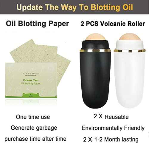 2 PCS Oil-absorbing Volcanic Face Roller Oil Control On The Go Oil Absorbing Volcanic Face Roller Facial Oil Blotting Tool Portable Reusable Instant Results Remove Excess Shine for Oily Skin