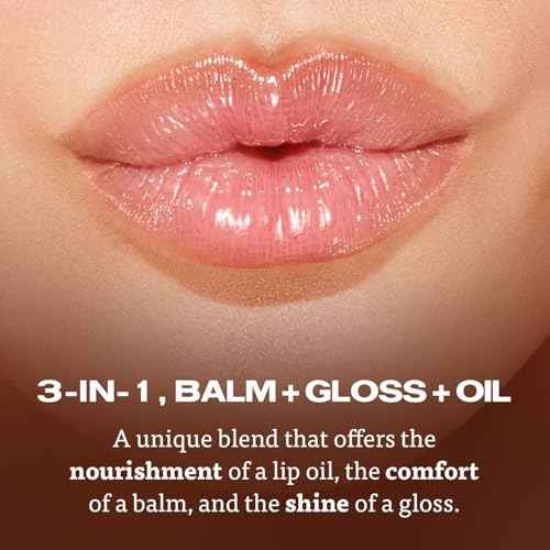 Sacheu Lip Elixir Nourishing and Hydrating Lipgloss ? Moisturizing Plumping Lip Gloss Enriched with Collagen, Non-Sticky Lip Color Smooth High-Shine Finish, Vegan & Cruelty-Free, Bunny Tongue (Pink)