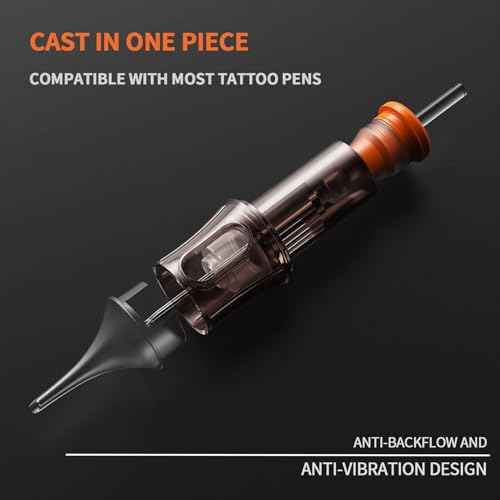 A-minusone 20 Pcs 1207RL Standard Disposable Tattoo Needle Cartridges - 20 Pack of Round Liner Needles with Membrane Safety Cartridges for Tattoo Artists