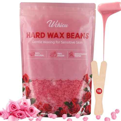 Wax Beads,1.2lb Hard Wax Beads for Hair Removal, Sensitive Skin with Rose Formula, For Face, Eyebrow, Leg, Bikini, Back, Brazilian Waxing, Waxing Beads for Beginners (Coarse Body Hair Specific)