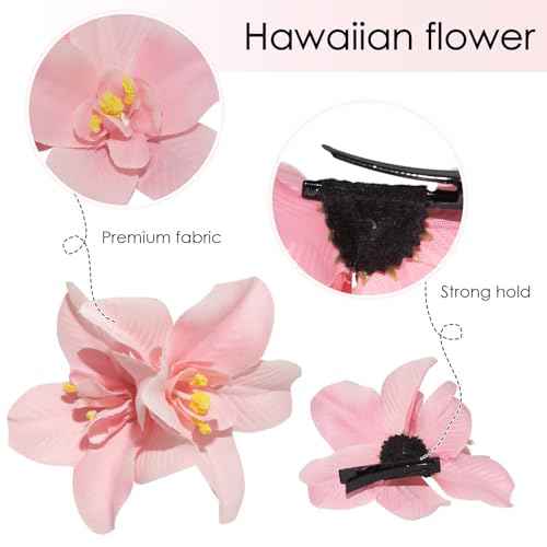 Generic 6 Colors Artificial Flower Hair Clips, Bohemian Flower Hairpin Hawaiian Hairpin for Seaside Holiday, 3.5 Inch Bridal Hair Bobby Pins Headwear for Women Girls(Twin Flowers)
