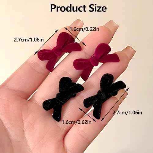 20Pcs Mini Hair Bows for Girls Red Black Hair Bow Velvet Bow Hair Clips Retro Bow Hair Clip Hair Bow Clips Bow Clip Small Hair Bows Clips Bow Clips for Women Daily Hair Accessories