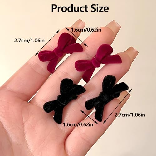 20Pcs Mini Hair Bows for Girls Red Black Hair Bow Velvet Bow Hair Clips Retro Bow Hair Clip Hair Bow Clips Bow Clip Small Hair Bows Clips Bow Clips for Women Daily Hair Accessories