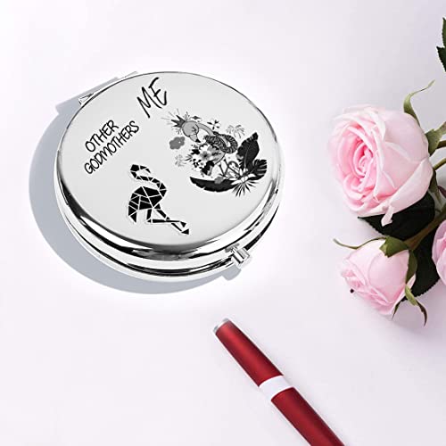 HnoonZ Godmother Gifts,Christmas Gifts for Godmother,Godmother Zipper Makeup Bag Cosmetic Pouch,Godmother Travel Toiletry Pouch Organizer Bag,Godmother Mini Compact Mirror