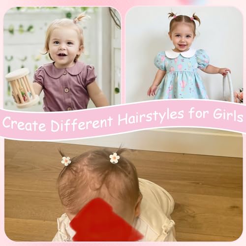 JOYOYO 30PCS 1 Inch Baby Girls Hair Ties with Flower,Soft Elastics Ponytail Holders Hair Accessories for Infants Toddlers Baby Girls