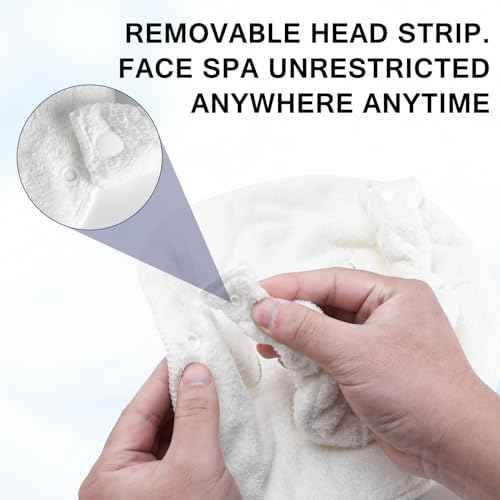 Face Steam Towel with Headband. Reusable Facial Steamer Spa Towels for Women Girls. 2-in-1 Care. Steam Serum Cream Absorption. Cool Calming Moisturizing