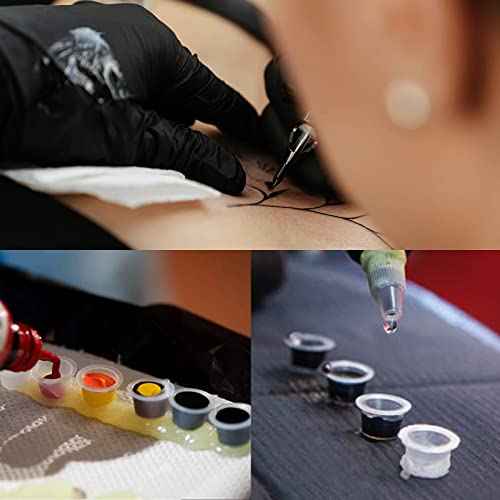 Rayyl 300Pcs Tattoo Ink Caps with 3Pcs Tattoo Ink Cups Holders - Included 100 Small 100 Medium 100 Large Tattoo Ink Caps and 3Pcs Ink Cups Holders for Tattoo Supplies Tattoo Kit¡¦