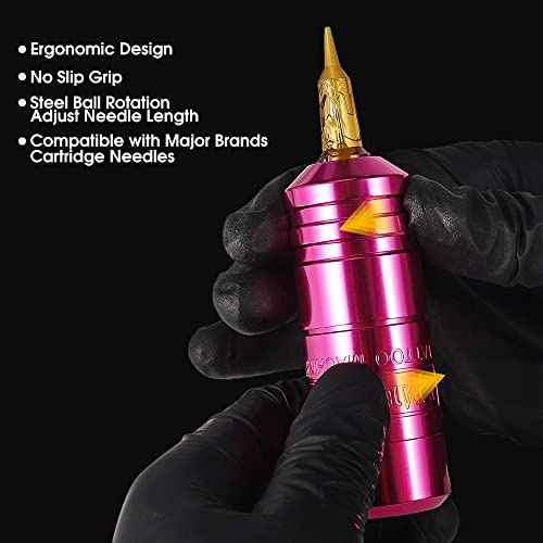Ambition Torped 32mm Rotary Tattoo Machine Short Pen with Brushless Motor Professional Cartridges Tattoo Gun with RCA Cord for Tattoo Artists