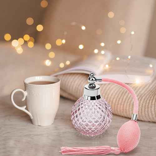Coolrunner Crystal Art Vintage Style Refillable Perfume Atomizer Long Spray Bottle 100ml (Pink)