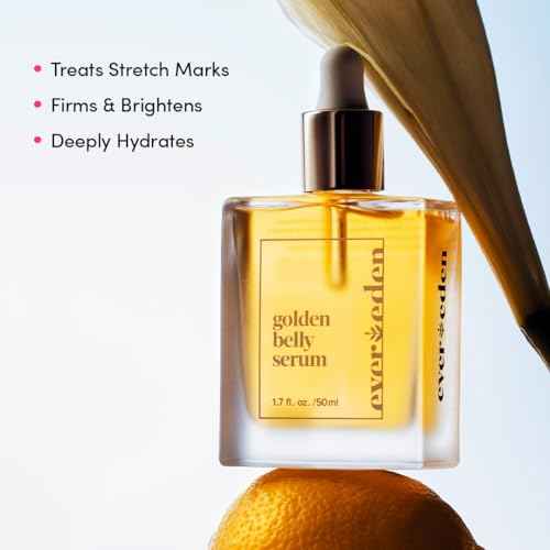 Evereden Golden Belly Serum, 1.7 fl oz. | Clean & Vegan Women's Belly Oil for Pregnancy and Postpartum | Clean Maternity Skincare | Non-Toxic Stretch Mark Oil