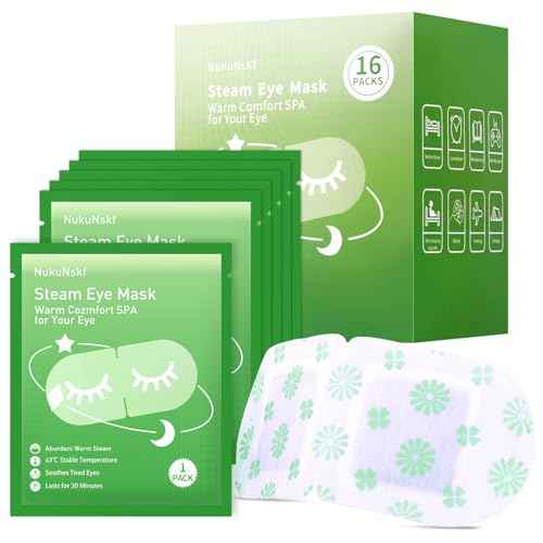 16Packs Steam Eye Mask for Dry Eyes, Self Heating Eye Mask for Relief Eye Fatigue Sleep, Disposable Moist Heating Compress Pads Travel Essentials Spa Gifts for Women Men Birthday Christmas Valentines