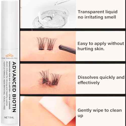 Lash Remover 2 in 1 BIOTIN Cluster Lashes Remover for Lash Extensions at Home Lash Clusters DIY Eyelash Extension Remover DIY Lash Extension Remover Adhesive