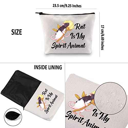 G2TUP Rat Lover Gift Rat Is My Spirit Animal Makeup Bag Rat Mom Cosmetic Bag Rat Owner Gift Crazy Rat Lady Zipper Travel Pouch Animal Lover Gift (Rat Is My Spirit Animal White Bag)